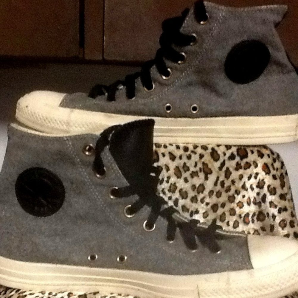 EUC Classic CTAS Converse Hi-GREY WOOL W/LTHR TIP